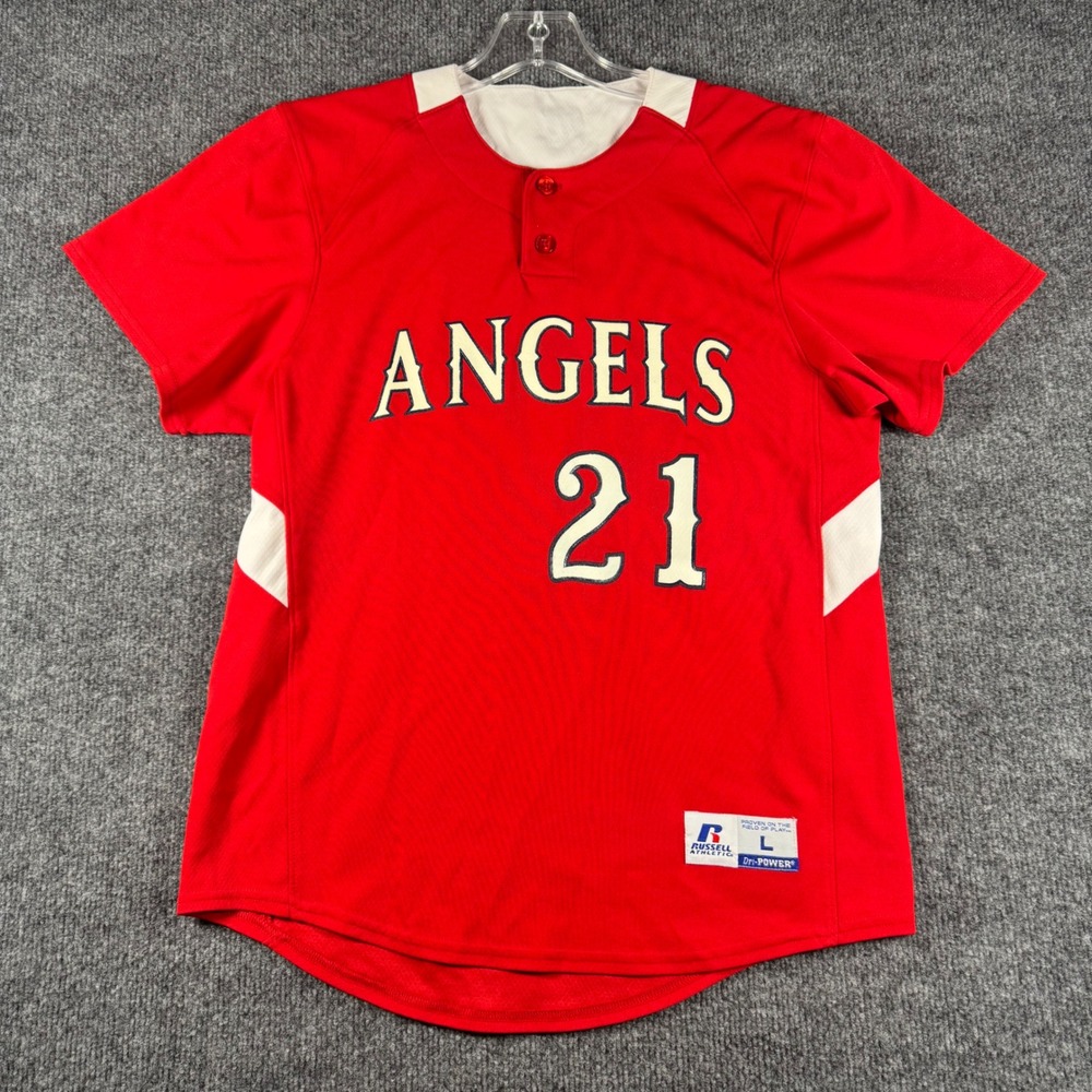 Russell Athletic Kids Angels 21 Baseball Jersey Red Dri-Power 316KWBK Large